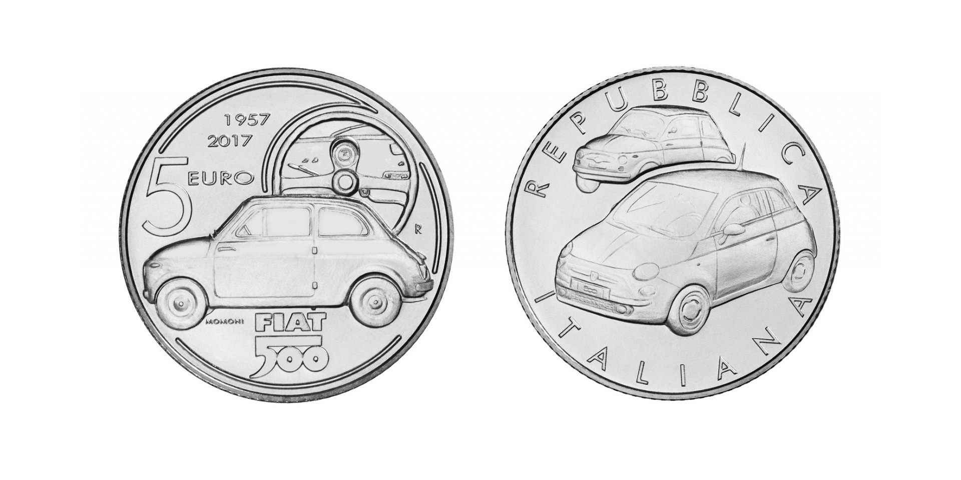 На честь FIAT 500 була випущена срібна монета